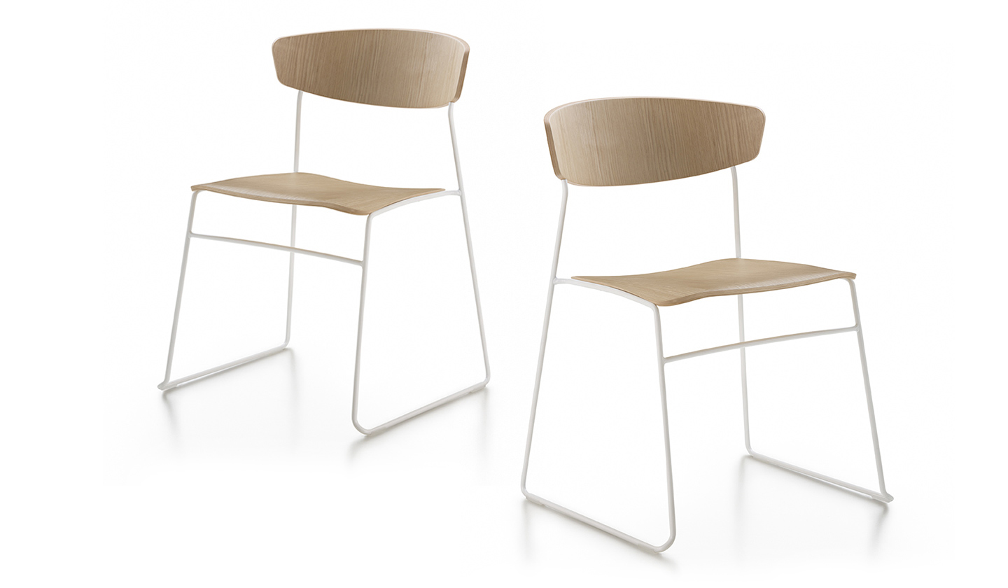 Wolfgang Metal Fornasarig Seat and back in oak plywood Chair