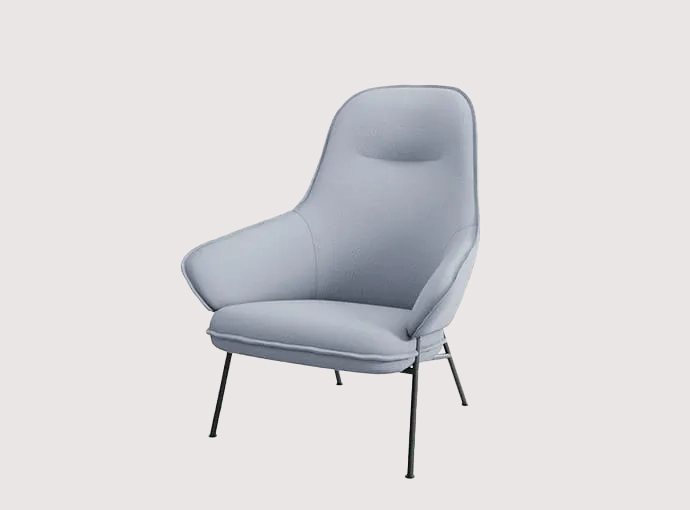 Wolfgang Lounge High Back Poltrona Metal completamente imbottita